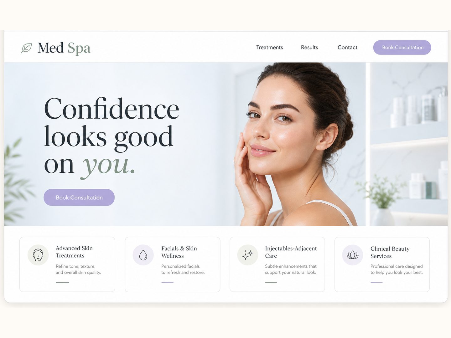Med Spa website design preview